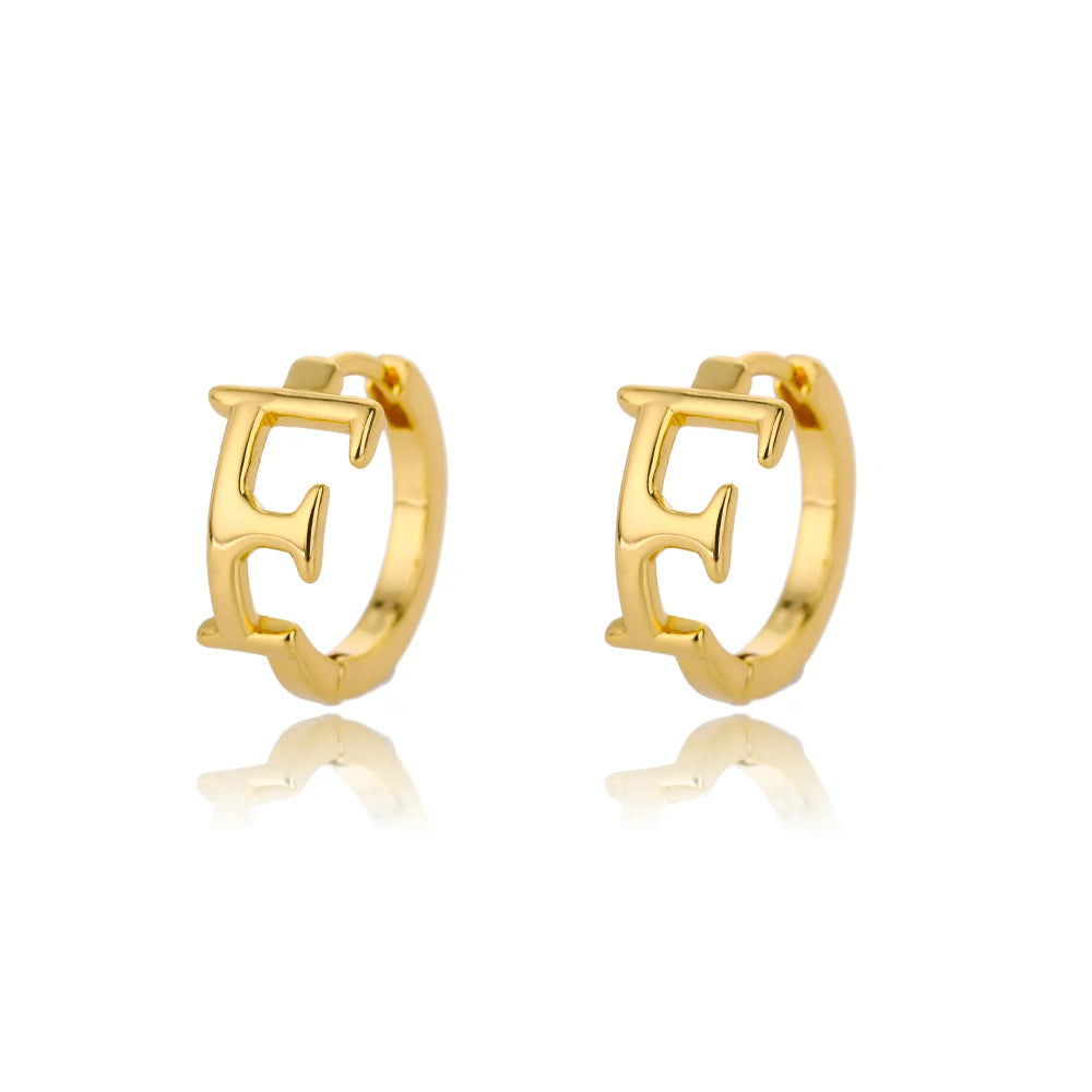 Initial Gold Hoop Earring