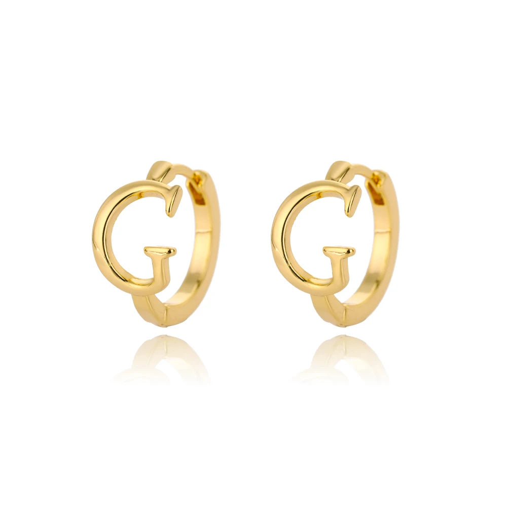 Initial Gold Hoop Earring