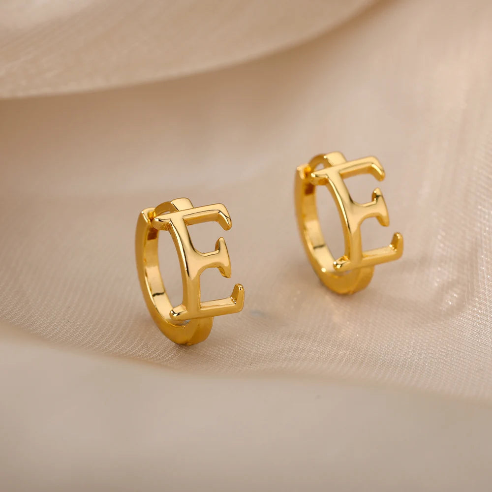 Initial Gold Hoop Earring