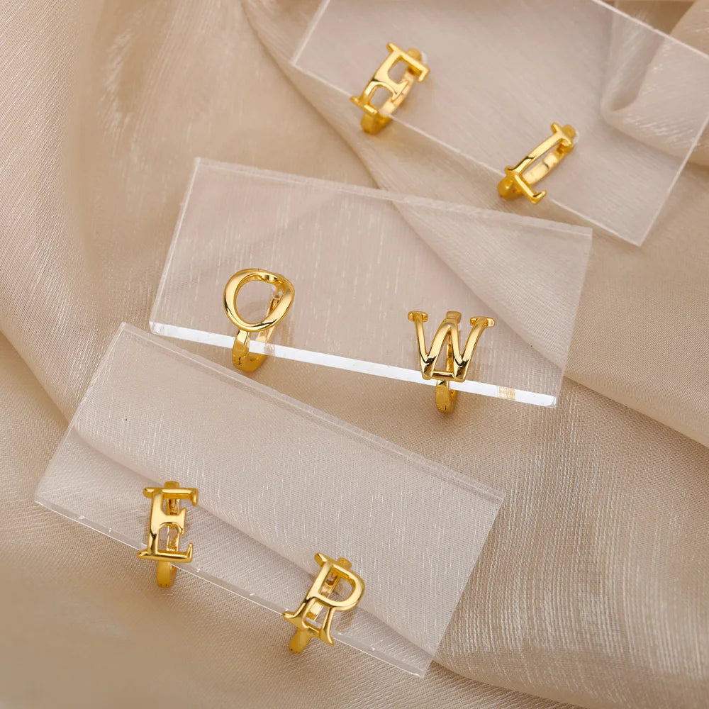 Initial Gold Hoop Earring