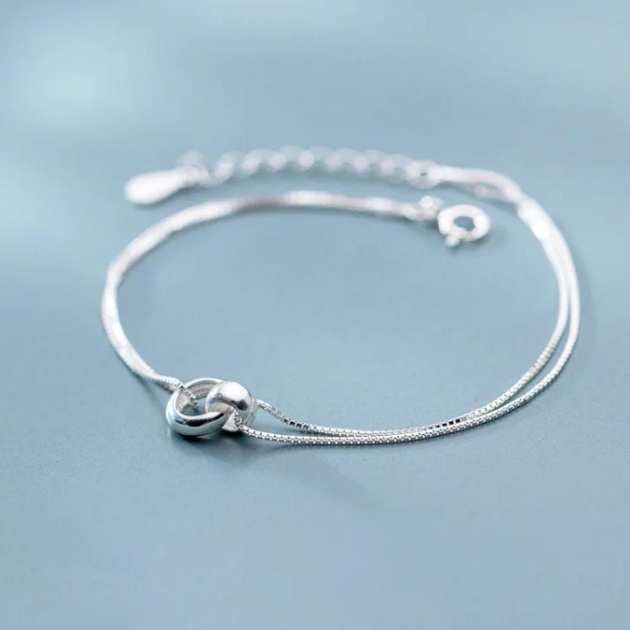 925 Sterling Silver Dual Ring Bracelet | Elegant Gift for Mums & Loved Ones