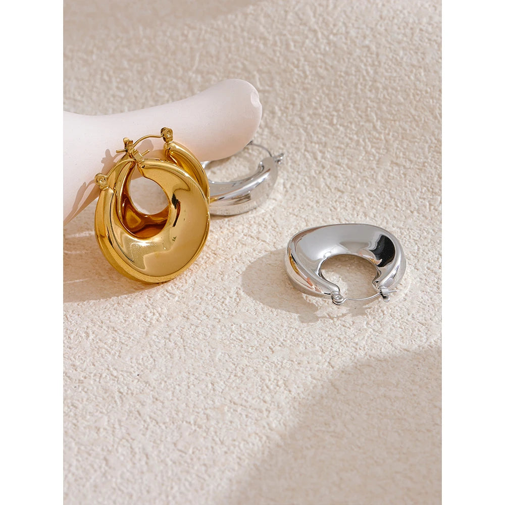 High Quality Gold Round Hollow Hoop Earrings