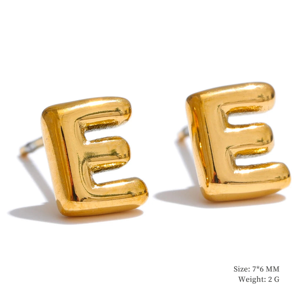 Gold Initial Letter Bubble Earring