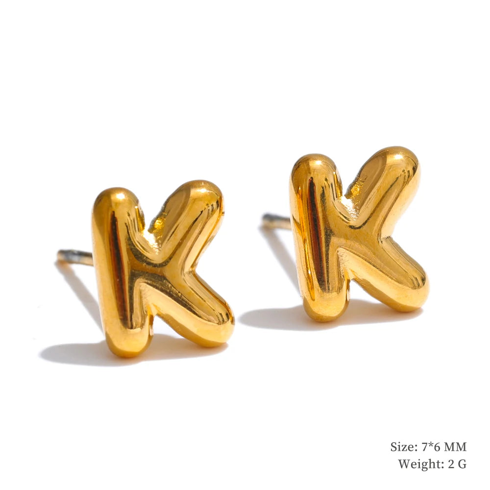 Trendy Initial Gold Bubble Earring