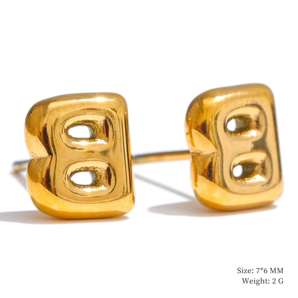 Trendy Initial Gold Bubble Earring