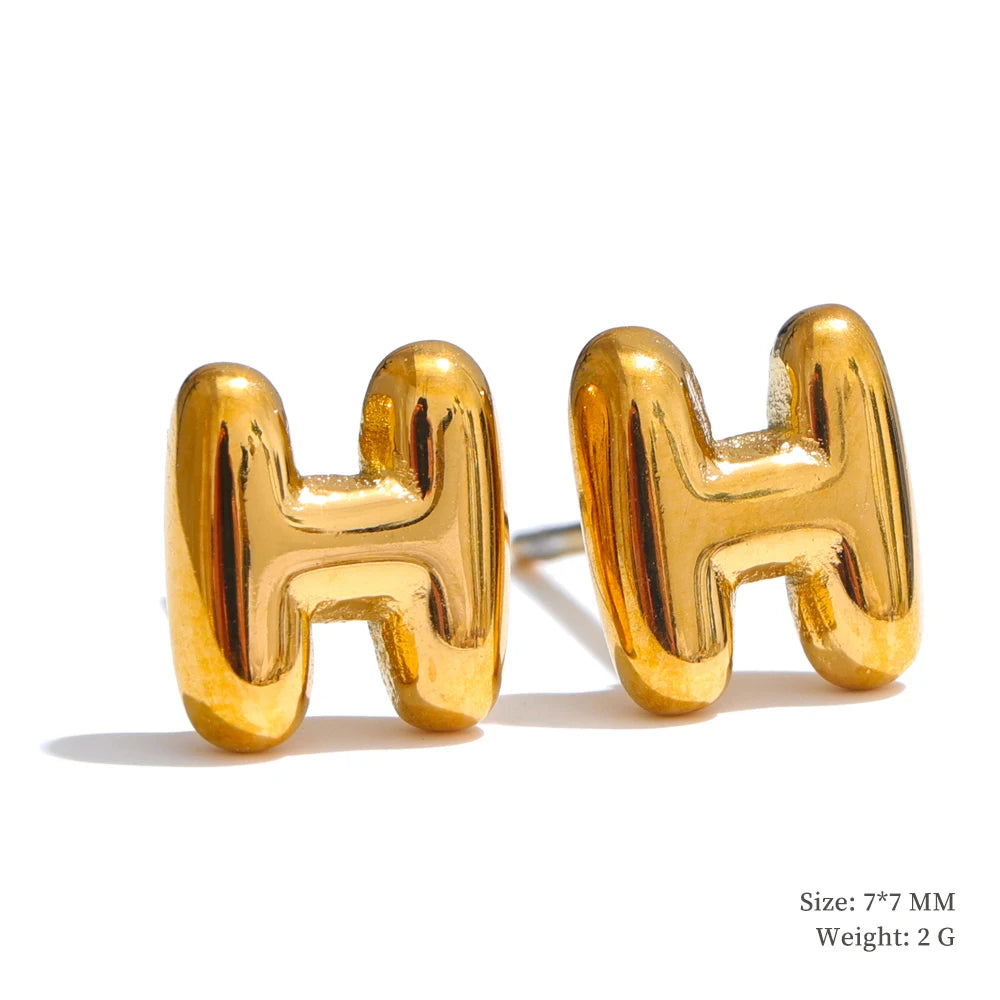 Gold Initial Letter Bubble Earring