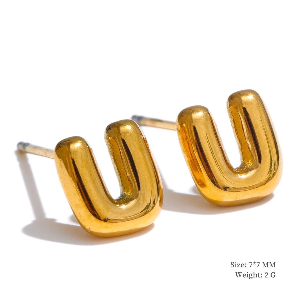 Gold Initial Letter Bubble Earring