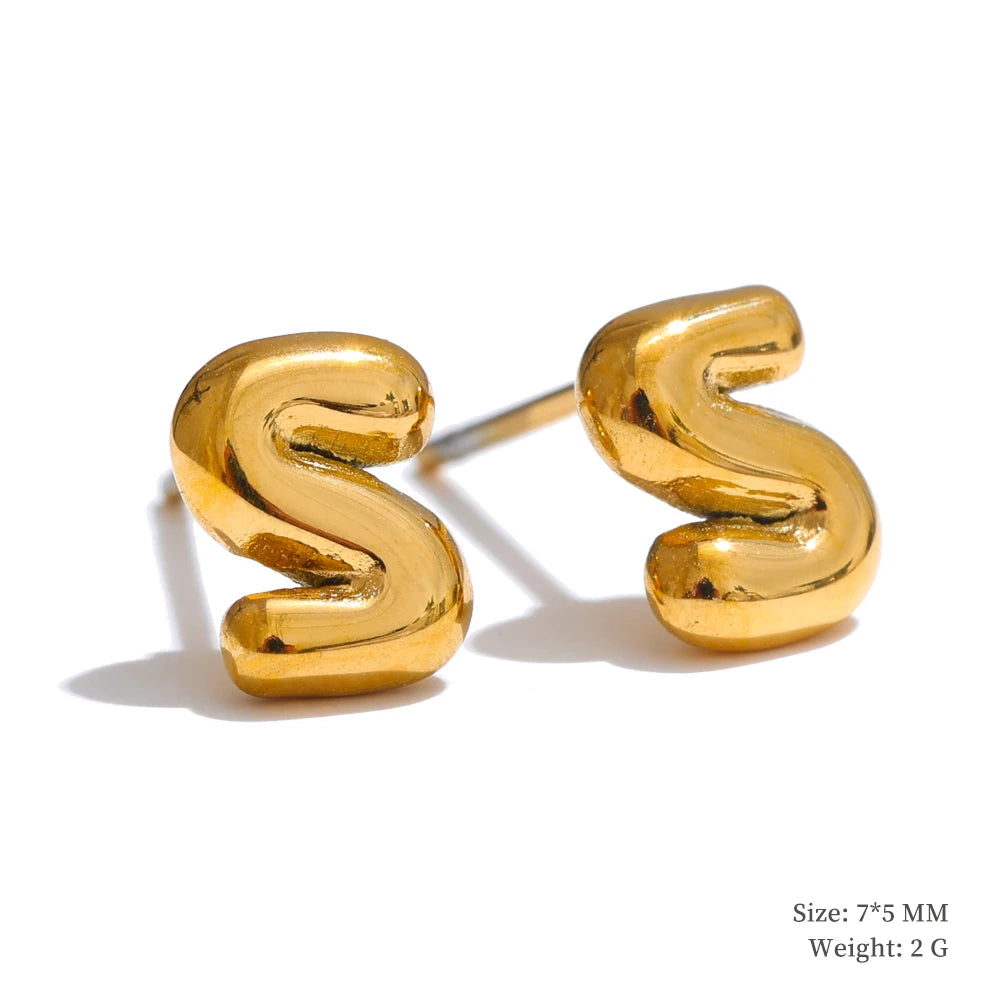 Gold Initial Letter Bubble Earring