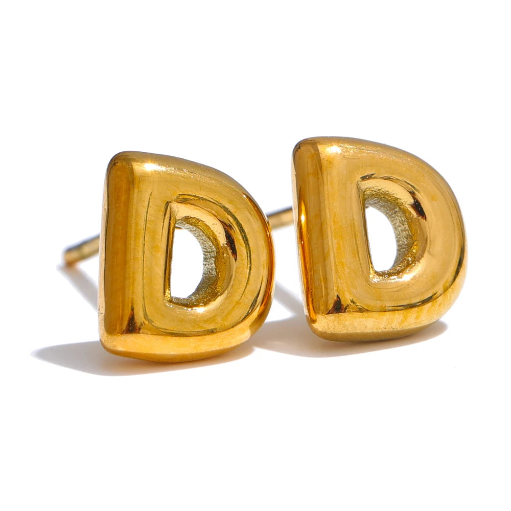 Gold Initial Letter Bubble Earring