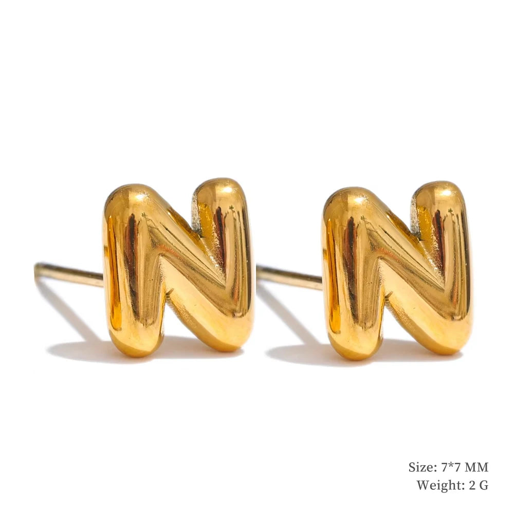 Gold Initial Letter Bubble Earring