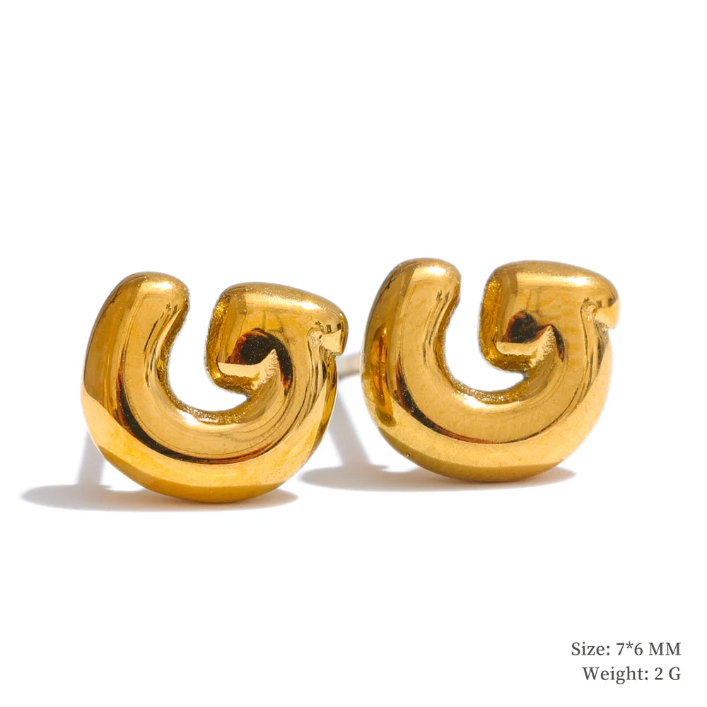 Trendy Initial Gold Bubble Earring