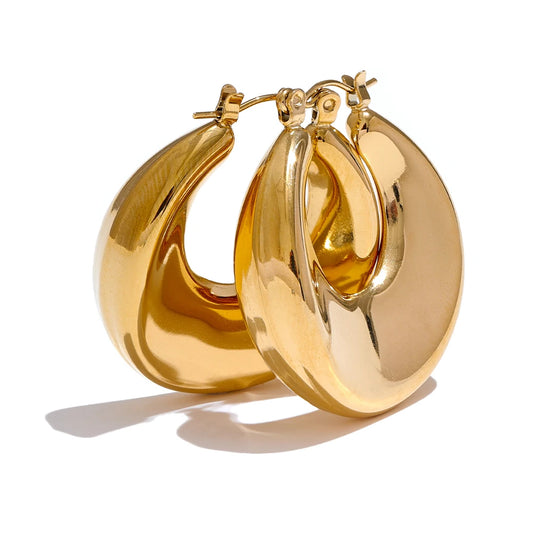 High Quality Gold Round Hollow Hoop Earrings