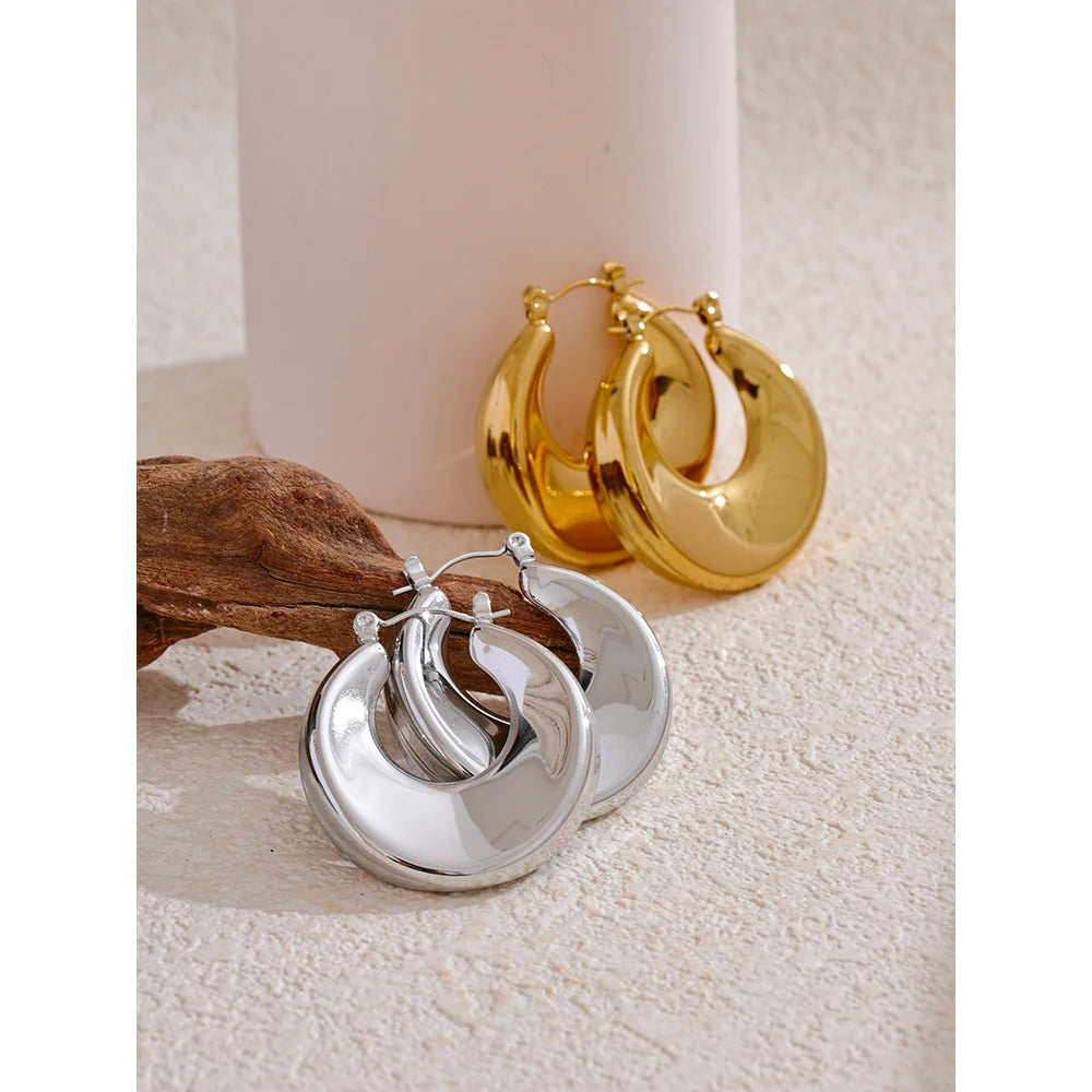 High Quality Gold Round Hollow Hoop Earrings