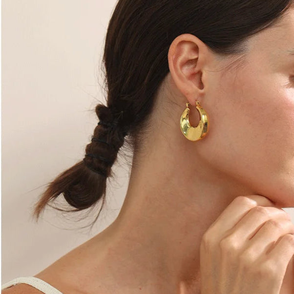 High Quality Gold Round Hollow Hoop Earrings