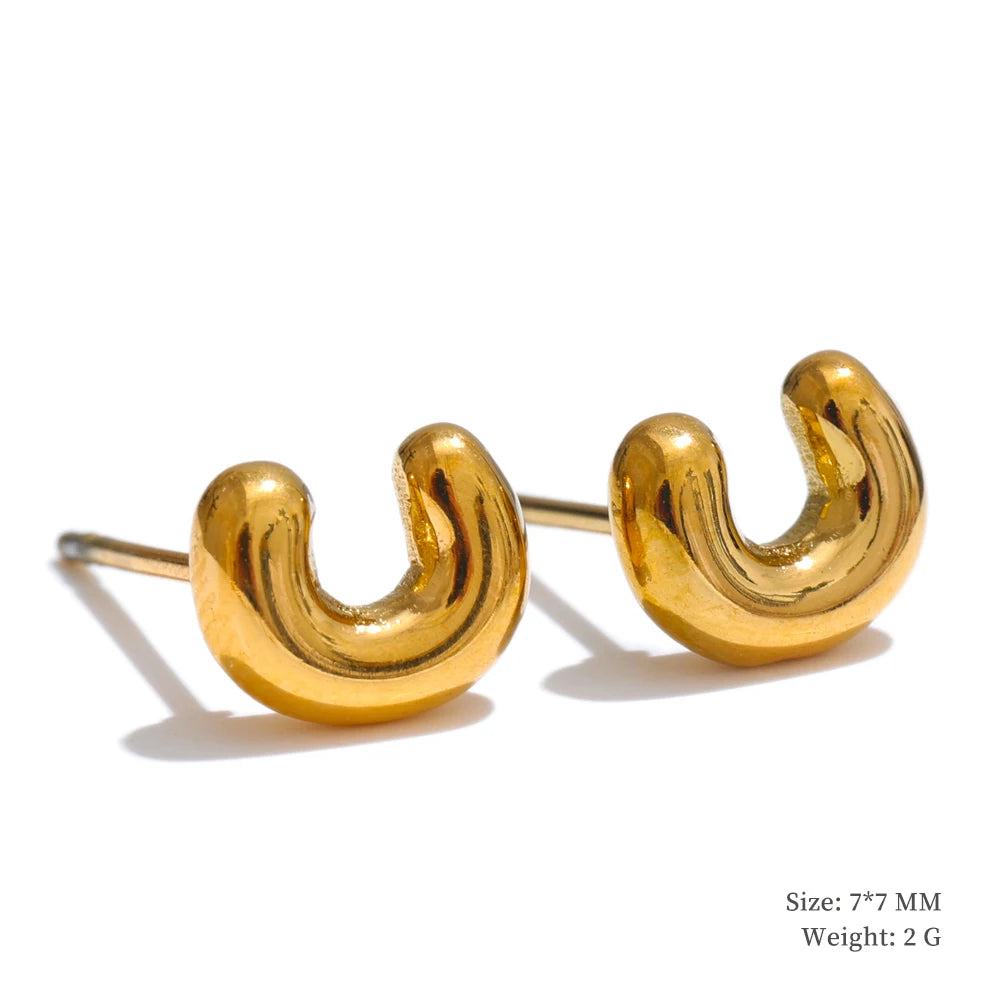 Trendy Initial Gold Bubble Earring