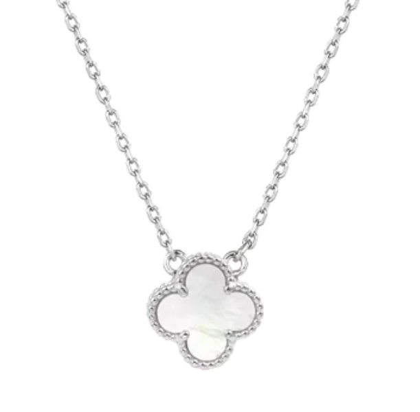 Silver Clover Pearl Necklace