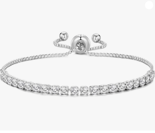 Silver Plated Friendship Cubic Zirconia Bracelet Bangle