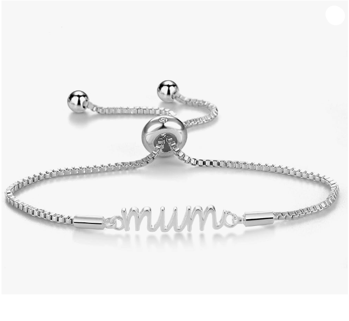 Silver Plated Mum Cubic Zirconia Bracelet Bangle