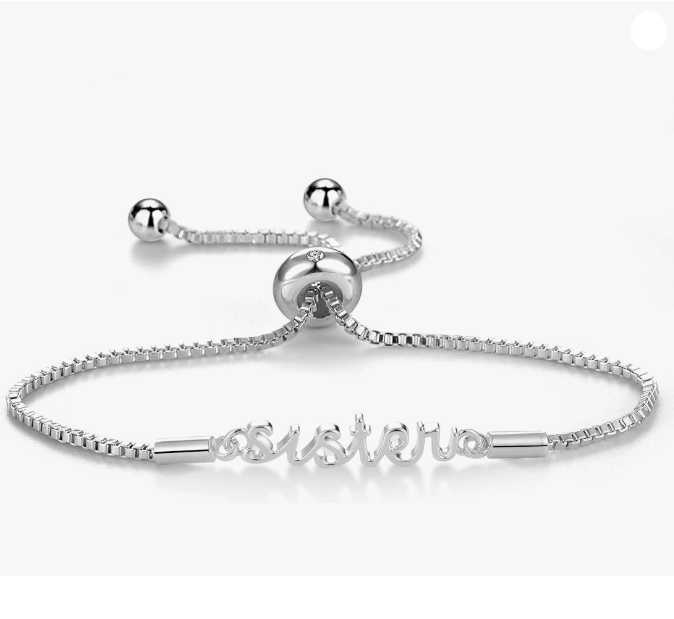 Silver Plated Sister Cubic Zirconia Bracelet Bangle