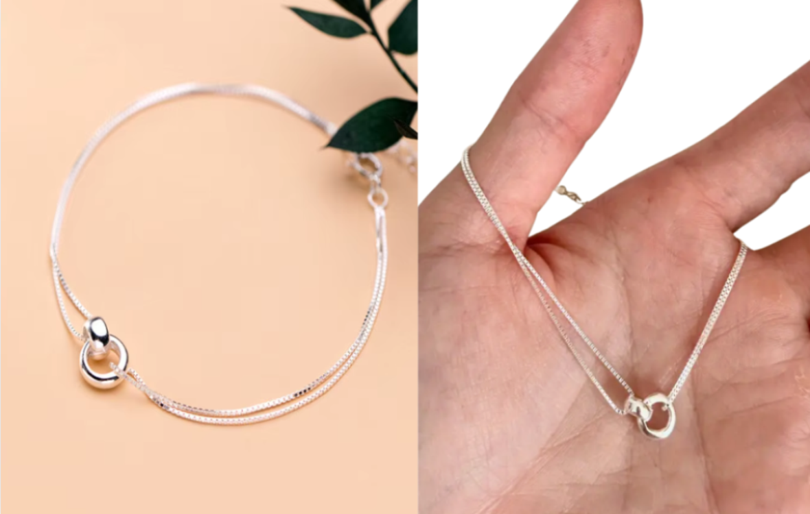 925 Sterling Silver Dual Ring Bracelet | Elegant Gift for Mums & Loved Ones