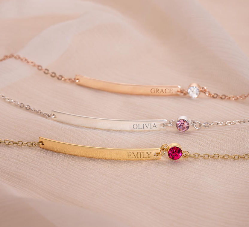 Personalised Name Birthstone Bracelet