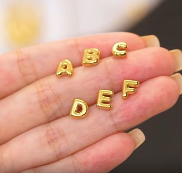 Gold Initial Letter Bubble Earring