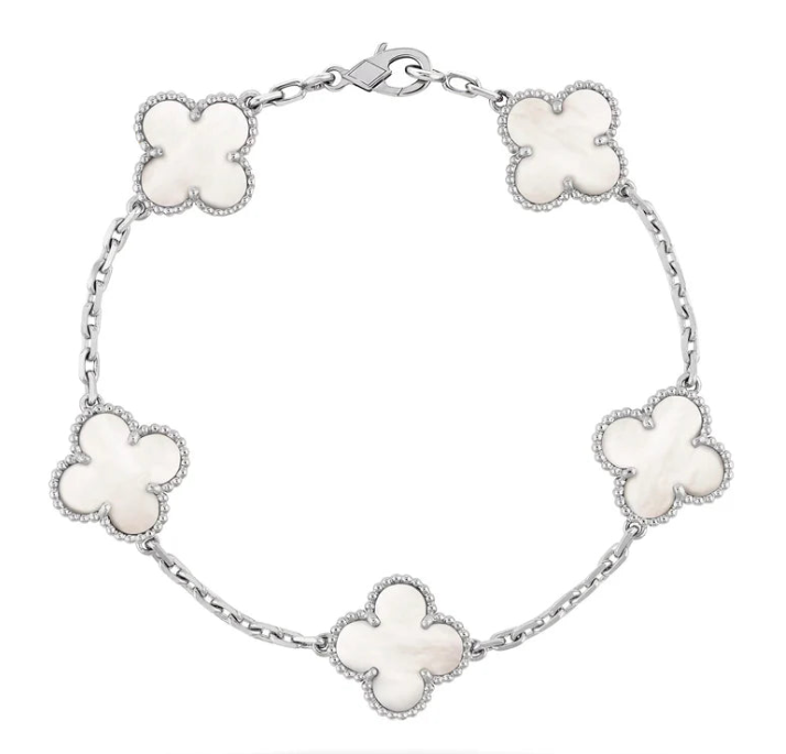 Four Leaf Silver Clover Green Bracelet