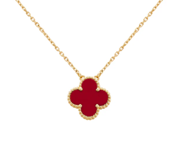 18k Gold Clover Pearl Necklace