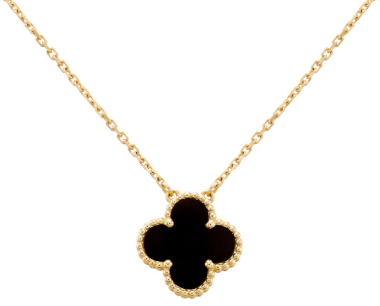 18k Gold Clover Red Necklace