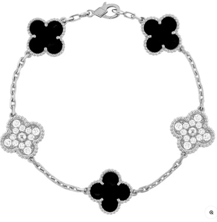 Four Leaf Silver Clover Green Bracelet