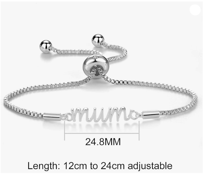 Silver Plated Mum Cubic Zirconia Bracelet Bangle