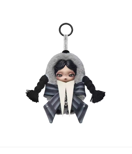 Autentic POPMART SKULLPANDA × Wednesday Plush（Nevermore Academy Uniform Version）