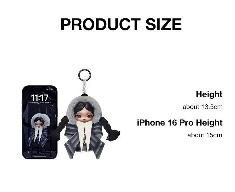 Autentic POPMART SKULLPANDA × Wednesday Plush（Nevermore Academy Uniform Version）