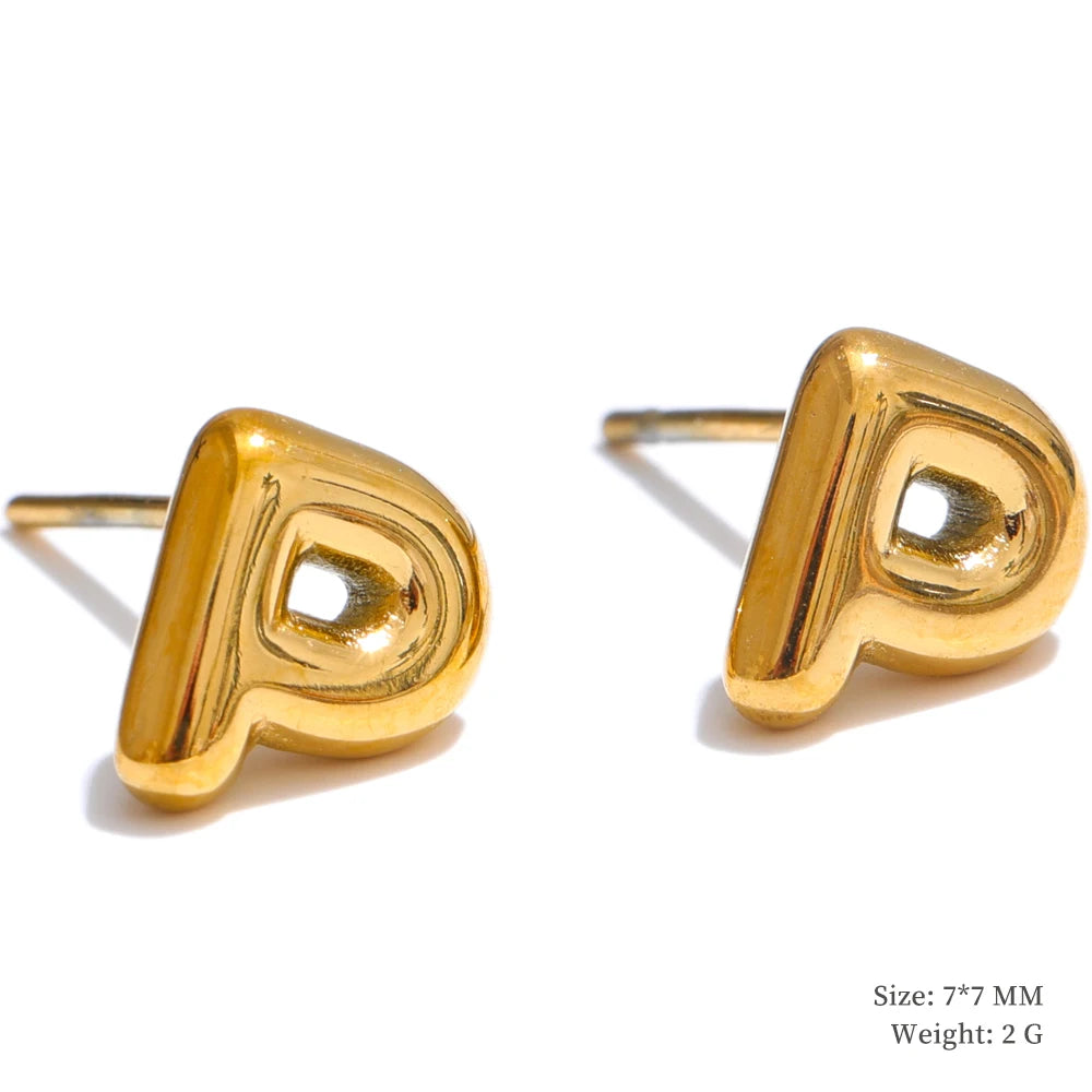 Trendy Initial Gold Bubble Earring