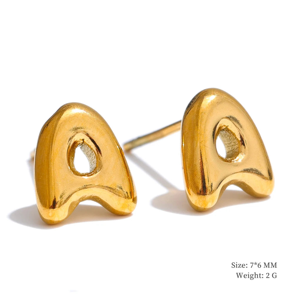 Trendy Initial Gold Bubble Earring