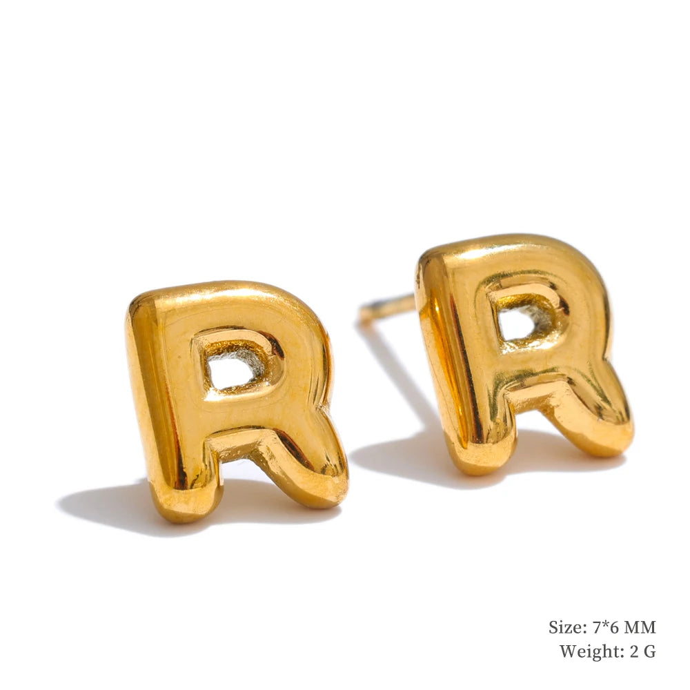 Gold Initial Letter Bubble Earring