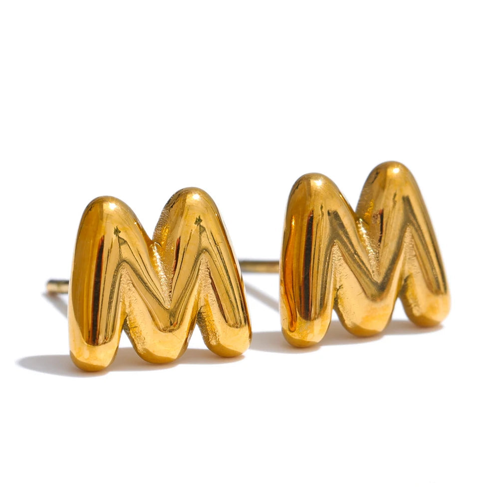 Gold Initial Letter Bubble Earring