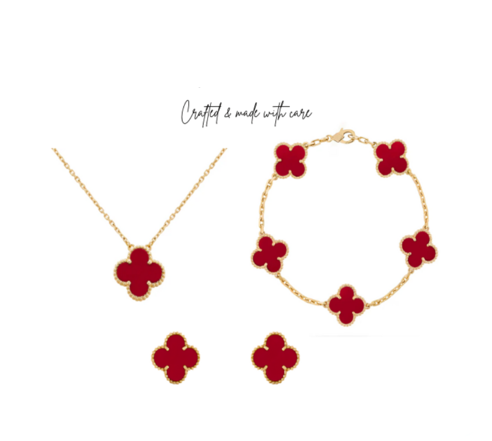 18k Gold Four Leaf Clover Red Jewellery